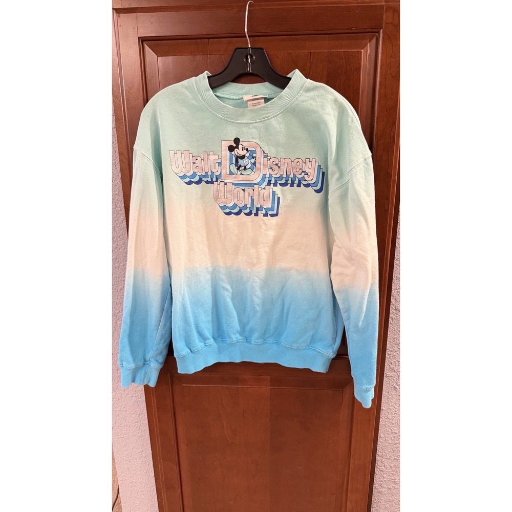 DisneyWorld Disney Parks Blue White Ombré Mickey Mouse Sweatshirt Size Small
